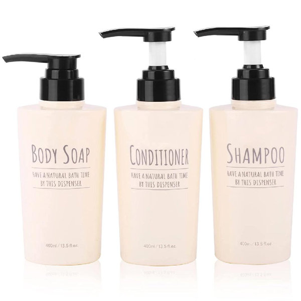 Home & Living Conditioner Reusable Opaque Minimalist Design Refillable Pump Dispensers & Body